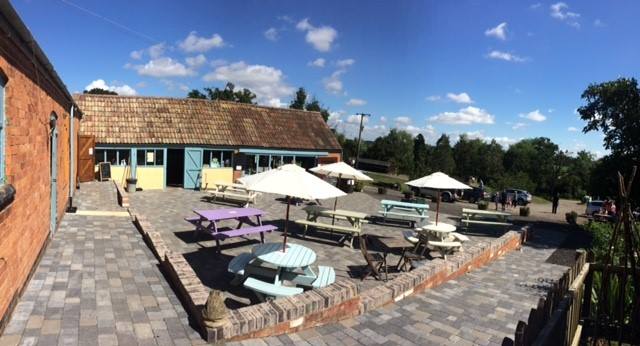 Outdoor seating at Clive's Fruit Farm