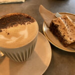 Cappuccino & gingerbread cake at GoodRoots cafe in Worcester