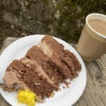 Chocolate cake and coffee at Sally's Cafe at British Camp, Malvern