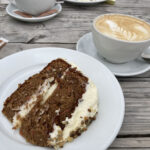 Coffee and walnut cake and cappuccino at De Koffie Pot in Hereford