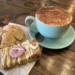 Filled cookie & cappuccino at Koffee & Cake in Pershore