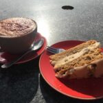 Cappuccino and coffee and Walnut slice at The Cotswold Food Store and Cafe 