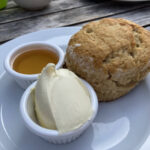 Ginger scone with cream and honey at Leaf & Bean in Broadway