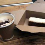 Cappuccino and carrot cake slice