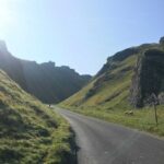 Cycling up Winnats Pass, average gradient is 12%, the toughest climb in the Peaks