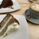 Courgette and lime cake and chocolate orange cake at The Malthouse cafe in Ledbury