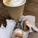 Cappuccino and chocolate and hazelnut cannoli at the Smokehouse Deli and Cicchetti Bar in Ludlow