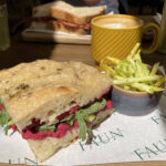 Roasted courgette and beetroot focaccia sandwich at Faun in Malvern