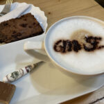 Cappuccino and chocolate brownie at Mr Fitzpatrick's in Rawtenstall