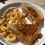 Chorizo and jalapeno toasted sandwich at Tower End Farm Shop Tea Room near to Malham Cove