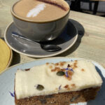Cappuccino and carrot cake slice at the Retreat cafe in Grassington, Yorkshire
