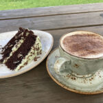 Mint chocolate chip cake and cappuccino at The Larch Barn in Cleobury Mortimer