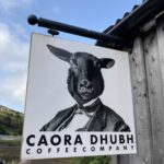 Outside Caora Dhubh Coffee Company on the Isle of Skye