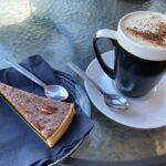 Pecan tart and cappuccino at Food Champs Cafe near to Henley-in-Arden