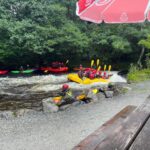 The view of the River Tryweryn at Manon's Riverside Cafe at the National White Water Centre in Bala
