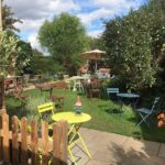 Beautiful rear garden at The Garden Shed Cafe in Wellesbourne