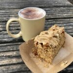 Cappuccino and coffee and walnut cake at Wetton Mill Tea Rooms in the Peak District