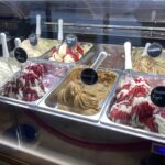 Gelato selection at Tagg Lane Dairy in the Peak District National Park