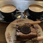 Cappuccino and Oreo brownie at the New England Coffee House in Stow-on-the-Wold