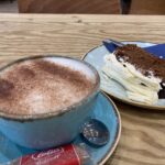 Cappuccino and ginger cake at Clive's of Cropthorne cafe