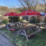 Outdoor seating at the Filling Station Cafe in Tintern