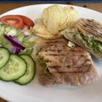 Hummus and avo panini at The Gatehouse Cafe in Bridgnorth