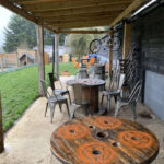 Outdoor terraced seating area at SpokeCycles CC near Welwyn