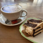 Cappuccino and Biscoff cake slice at Food for Thought in Cardigan