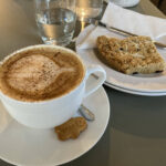 Cappuccino and fruit flapjack at Holloways Glasshouse in Suckley, Worcestershire