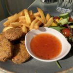 Sweetcorn fritter at The Cwtch Cafe in Builth Wells, Powys