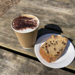 Cappuccino and fruit cake at Symonds Yat Rock Cafe in Gloucestershire