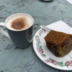Cappuccino and sticky ginger cake at Bringsty Vintage Cafe in Bringsty, Herefordshire