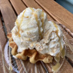 Waffle with salted caramel ice cream at Little Treat cafe in Abergavenny