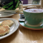 Cappuccino and Welsh cake at the Myddfai Community Hall Cafe