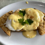Poached eggs on sourdough at Charlie's cafe in Barnstaple, Devon