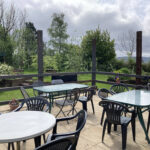 Outdoor seating at the Railway Cafe in Merthyr Tydfil