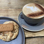 Biscoff cookie and cappuccino at the Roastery Coffee House in Gloucester