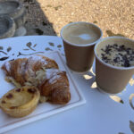 Croissant and Pastel de Nata at The Baking Bird coffee van at Coombe Hill Farmshop