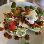 Avocado on toast with feta & poached egg at the Backyard Cafe in Kingswinford, West Midlands