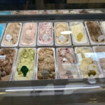 Ice cream selection at Winstone's Ice Cream parlour on Rodborough Common near Stroud