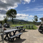 Outdoor seating at Pant Du Vineyard & Cafe in Penygroes
