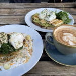Avo on toast & sweetcorn fritter at Y Garreg Shop and Kitchen in Snowdonia