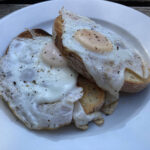 Poached eggs on toast from Pedalabikeaway cafe in the Forest of Dean