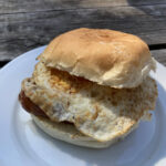 Sausage & egg sandwich from Pedalabikeaway cafe in the Forest of Dean