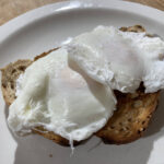 Poached eggs on toast at Chadbury Farm Shop near Evesham