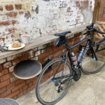 Outdoor seating at Ambika Social cafe, Abergavenny