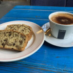 Fruit cake & cappuccino at Bank Cafe in Astwood Bank, Worcestershire