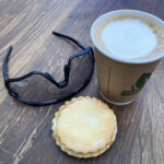 Cappuccino and mince pie from Wedges Bakery in Hockley Heath