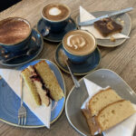 Victoria sponge, lemon cake and millionaire slice at Cotswold Farm Park cafe