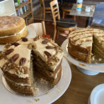Coffee and salted caramel cake at Poolbrook Kitchen Coffee Shop in Malvern